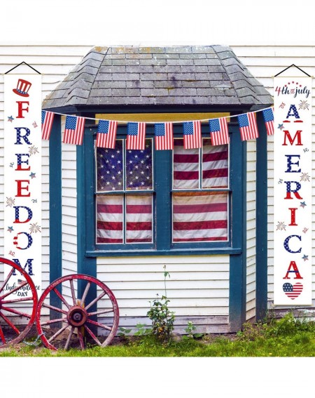 Banners & Garlands 4th of July Decoration Porch Sign Set America Freedom Happy Independence Day Wall Hanging Decorations Bann...