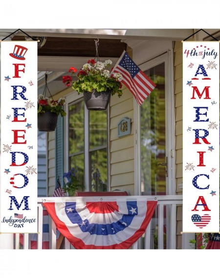 Banners & Garlands 4th of July Decoration Porch Sign Set America Freedom Happy Independence Day Wall Hanging Decorations Bann...