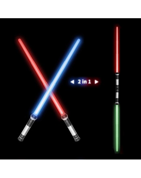Party Favors Laser Sword- Telescopic Extendable and Collapsable Light Up Saber- 2-in-1 LED 7 Colors FX Dual Saber with Sound ...