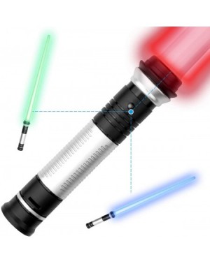 Party Favors Laser Sword- Telescopic Extendable and Collapsable Light Up Saber- 2-in-1 LED 7 Colors FX Dual Saber with Sound ...