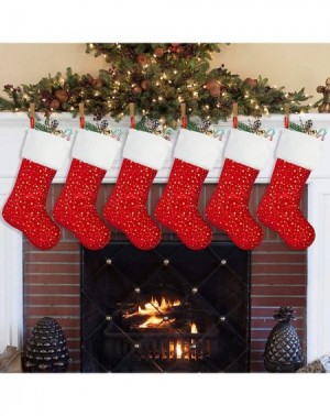 Stockings & Holders Christmas Stockings- 6 Pack 18 inches Golden Star with White Plush Trim- Classic Personalized Large Stock...