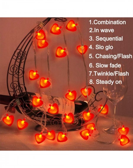 Indoor String Lights 2 Pack Valentine's Day Party Decoration String Lights Heart Shaped-Total 16.5FT 40 LED Red Heart Battery...