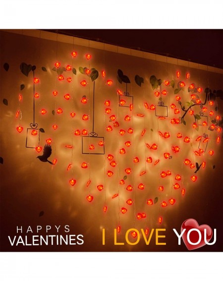 Indoor String Lights 2 Pack Valentine's Day Party Decoration String Lights Heart Shaped-Total 16.5FT 40 LED Red Heart Battery...
