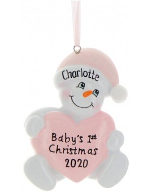 Ornaments Personalized Baby's 1st Christmas Snowbaby Tree Ornament 2020 - Baby Snowman Pink Heart Winter Shower New Mom Prese...