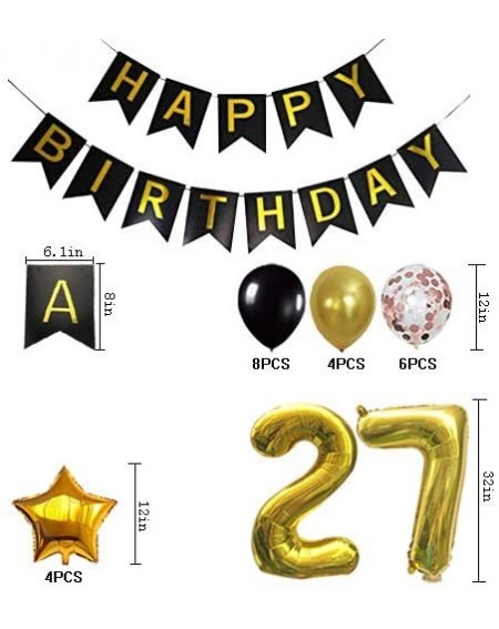 Balloons 27th Birthday Decorations Party Supplies Happy 27th Birthday Confetti Balloons Banner and 27 Number Sets for 27 Year...