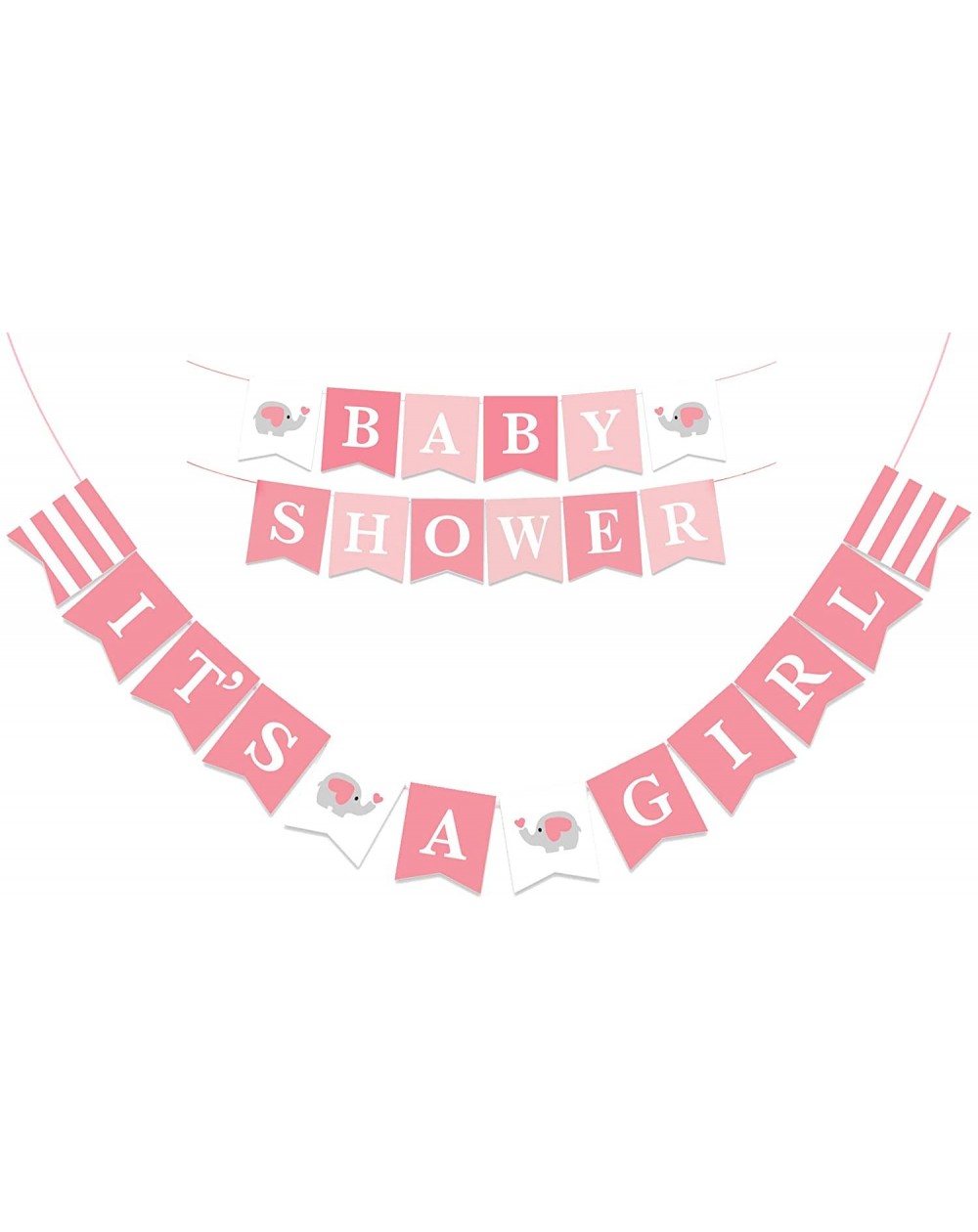 Banners & Garlands It's A Girl Elephant Baby Shower Banner Baby Girl Elephant Garland Decorations Birthday Party Favors(Pink)...