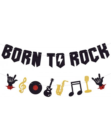 Banners Born To Rock Party Decorations Born To Rock Banner - Musical Instruments Music Note Garland for 1950's Rock and Roll ...