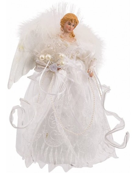 Tree Toppers 12-Inch White and Silver Fiber Optic LED Angel Treetop - White - C0115X7SJ23 $90.61