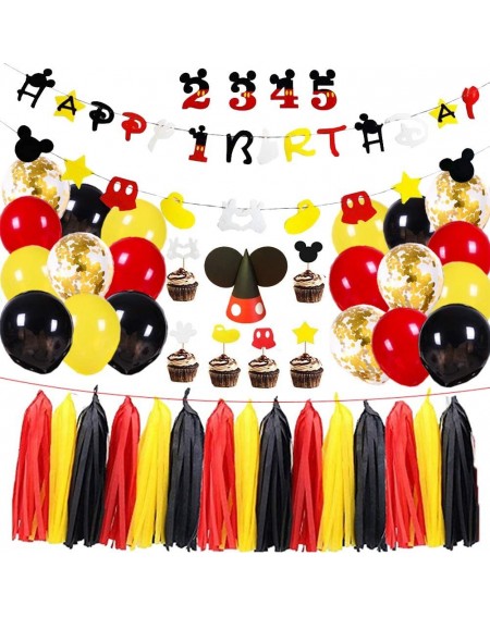 Party Packs Mouse Party Decorations for Kids Mickey Theme Party Supplies Mickey Happy Birthday Banner Garland Paper Tassel Mo...