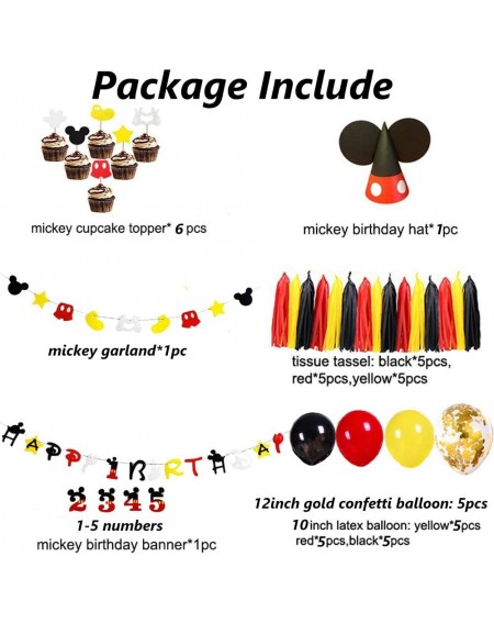 Party Packs Mouse Party Decorations for Kids Mickey Theme Party Supplies Mickey Happy Birthday Banner Garland Paper Tassel Mo...