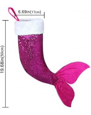 Stockings & Holders 24" Christmas Stockings Sequins Mermaid Tail Hanging Socks Party Holiday Decorations Gift (Rose Red 24") ...