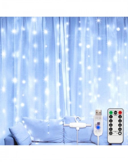 Indoor String Lights Window Curtain String Light 300 LEDs USB Powered Waterproof Fairy Lights 8 Lighting Modes Remote Control...