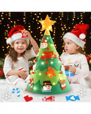 Ornaments 3D Felt Christmas Tree- 2.3Ft DIY Xmas Tree with 28PCS Detachable Ornaments and Light String Xmas Gifts for Kids To...