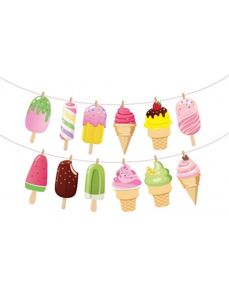 Banners Ice Cream Banner-Sweet Cone Banner-Colored Popsicle Banner for Ice Cream Party-Decorations-Boys-Girls-Kids-Home-Class...