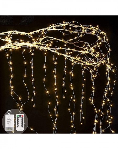 Outdoor String Lights 2 PCS Waterproof Decorative Waterfall String Lights-10 Strands 200 LEDs Hanging Twinkle Fairy Lights Ba...