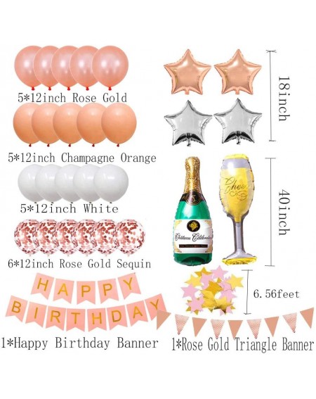 Balloons Happy 34th Birthday Party Decorations Rose Gold Latex and Confetti Balloons Happy Birthday Banner Foil Number Balloo...