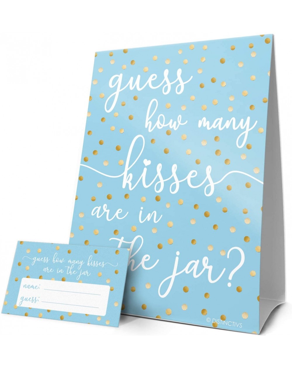 Party Games & Activities How Many Kisses in the Jar Game - Blue and Gold (Sign with Cards) - CF197M2UAY9 $11.51