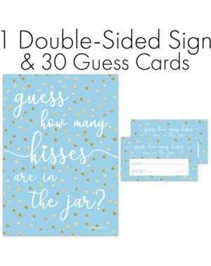 Party Games & Activities How Many Kisses in the Jar Game - Blue and Gold (Sign with Cards) - CF197M2UAY9 $11.51