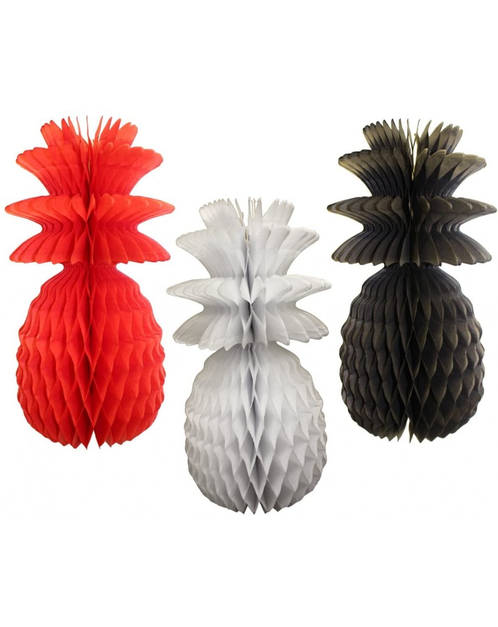 Centerpieces Large Solid Colored 13 Inch Honeycomb Pineapple Party Decoration Kit (Caribbean - Red- White- Black) - Caribbean...