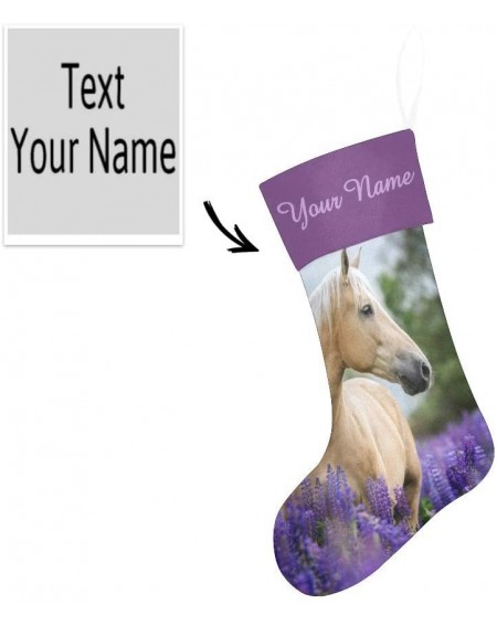 Stockings & Holders Christmas Stocking Custom Personalized Name Text Beautiful Horse Lavender for Family Xmas Party Decoratio...