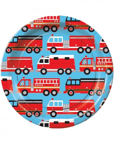 Party Tableware Fire Hero Fireman Firefighter Dessert Plates Party Tableware Supplies Decorations - CL18CS0OKWU $17.21