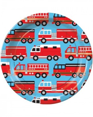 Party Tableware Fire Hero Fireman Firefighter Dessert Plates Party Tableware Supplies Decorations - CL18CS0OKWU $8.26
