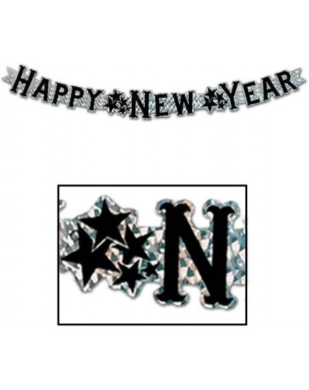 Streamers Prismatic Happy New Year Streamer (silver) Party Accessory (1 count) (1/Pkg) - Black/Silver - C4113X15PY1 $9.35