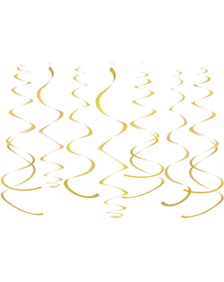 Banners & Garlands Gold Party Hanging Swirl Decorations Plastic Streamer for Ceiling- Pack of 28 - Gold - C818QSR03MH $8.91