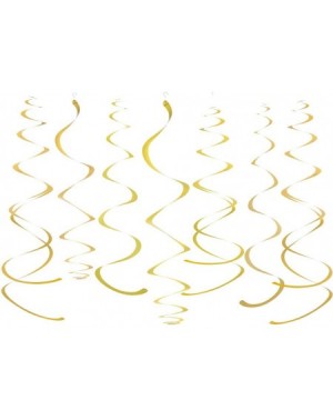 Banners & Garlands Gold Party Hanging Swirl Decorations Plastic Streamer for Ceiling- Pack of 28 - Gold - C818QSR03MH $8.91