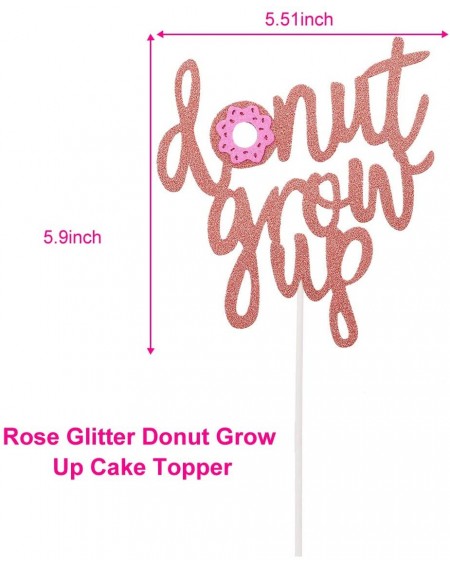 Cake & Cupcake Toppers Rose Gold Donut Grow Up Cake Topper - Glitter Double Sided Donut Cake Decorations - Donut Birthday The...