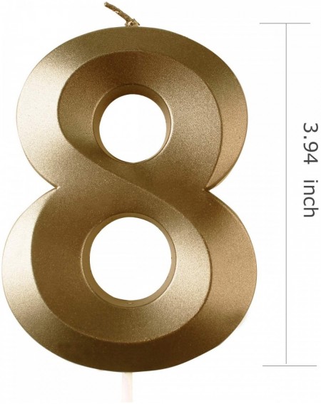 Birthday Candles 3.95 inch Large Birthday Candles Numbers 8 Gold Glitter Birthday Numeral Candles for Birthdays- Weddings- Re...