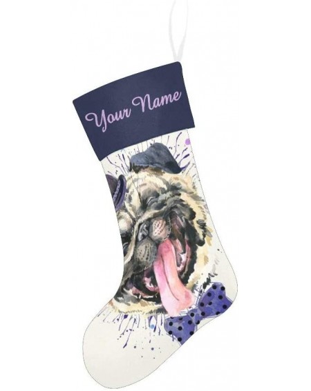 Stockings & Holders Christmas Stocking Custom Personalized Name Text Watercolor Cute Dog for Family Xmas Party Decoration Gif...