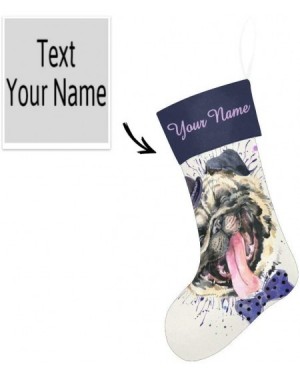 Stockings & Holders Christmas Stocking Custom Personalized Name Text Watercolor Cute Dog for Family Xmas Party Decoration Gif...