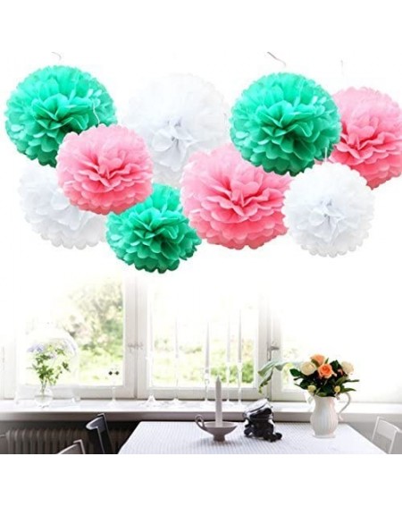 Tissue Pom Poms 18pcs MixTissue Hanging Paper Pom-poms- Flower Ball Wedding Party Outdoor Decoration Premium Tissue Paper Pom...