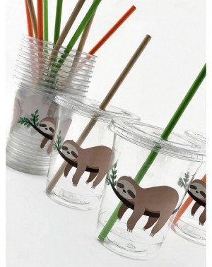 Party Tableware Sloth Party Plastic Disposable Cups Tropical Jungle Safari Birthday (12 Set) - CI1956RIAHE $16.32