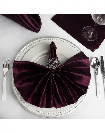 Tableware 10 pcs 20-Inch Eggplant Purple Satin Dinner Napkins - for Wedding Party Reception Events Restaurant Kitchen Home - ...