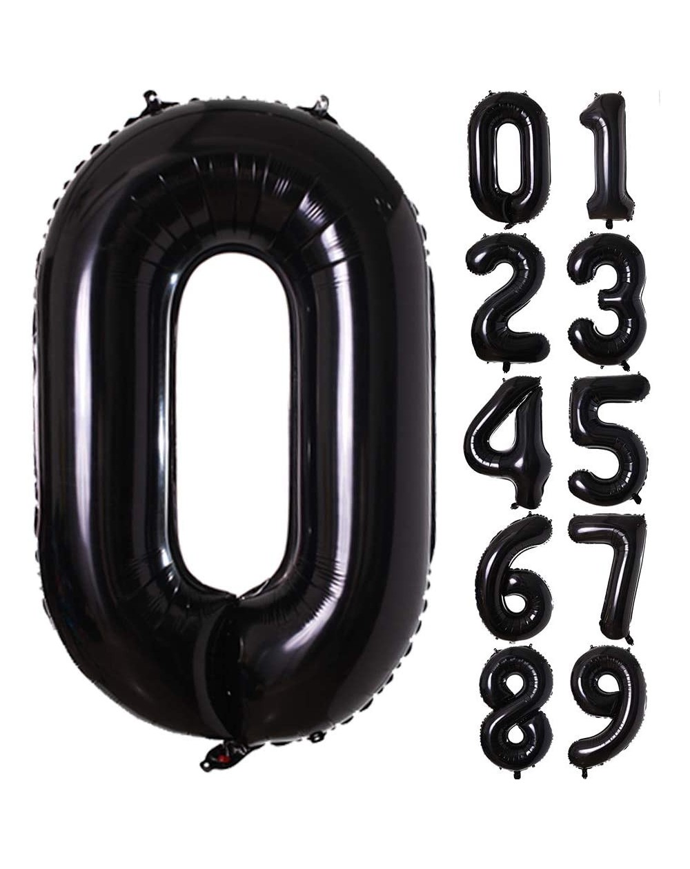 Balloons 40 Inch Black Number Foil Balloons 0-9 Balloons- Foil Mylar Digital Number 0 Balloons for Birthday Party Decorations...
