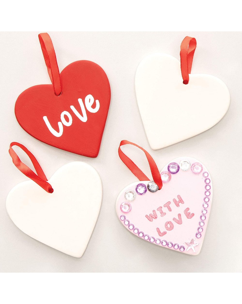 Ornaments EV5425 Hanging Ceramic Heart Ornaments - Pack of 5- for Kids to Paint- Decorate and Display - Ceramic - CG18O33EEY6...