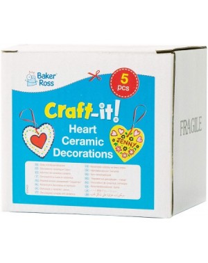Ornaments EV5425 Hanging Ceramic Heart Ornaments - Pack of 5- for Kids to Paint- Decorate and Display - Ceramic - CG18O33EEY6...
