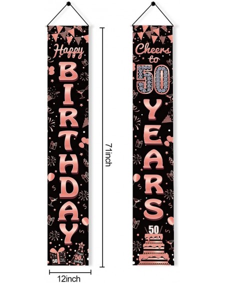 Banners & Garlands 50th Birthday Banner Decorations for Women- Rose Gold Cheers to 50 Years Porch Sign- Happy 50 Years Old Bi...