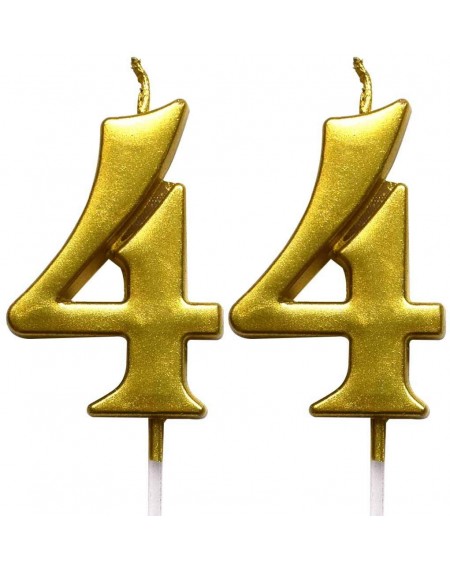 Cake Decorating Supplies Gold 44th Birthday Numeral Candle- Number 44 Cake Topper Candles Party Decoration for Women or Men -...