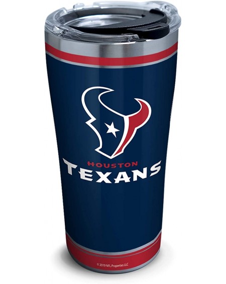 Tableware NFL Houston Texans - Touchdown Stainless Steel Insulated Tumbler with Clear and Black Hammer Lid- 20 oz- Silver - S...