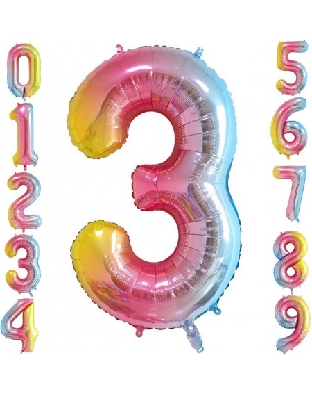 Balloons Number 3 Balloon- Rainbow- 40 Inch - Number 3 - C318TS4GH63 $10.12