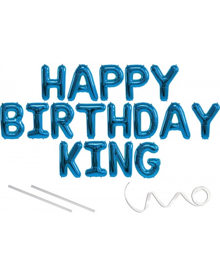 Balloons King- Happy Birthday Mylar Balloon Banner - Blue - 16 inch Letters. Includes 2 Straws for Inflating- String for Hang...