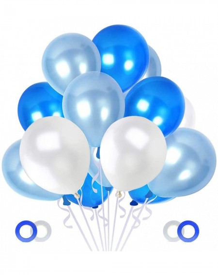 Balloons 12 inch Blue White Party Balloons Kit- 60PCS Latex Balloons with 4 roll Ribbons for Arch Garland Party Decoration- B...