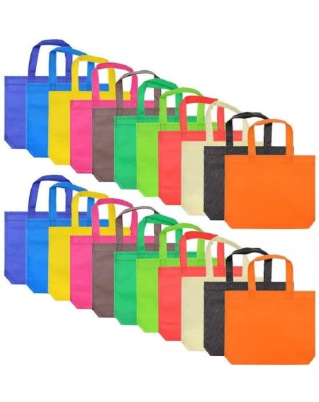 Party Packs Multi Color- Bright Neon Colors- Flat Reusable Gift Bags with Handles- Eco Friendly Tote Bags- Party Favor Bags f...