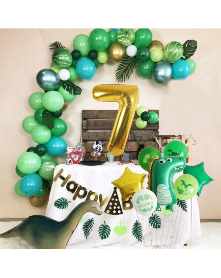 Balloons Dinosaur Balloons 7th Birthday Party Supplies Gold Number Star Foil Balloons Set Decorations for Birthday Party(Gold...