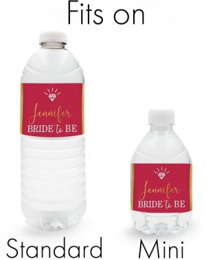 Favors Personalized Bridal Shower Water Bottle Labels - 12 Stickers (Red) - Red - CP19DKOH9CH $12.28