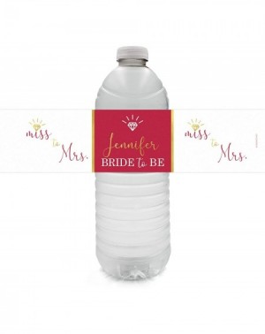 Favors Personalized Bridal Shower Water Bottle Labels - 12 Stickers (Red) - Red - CP19DKOH9CH $12.28