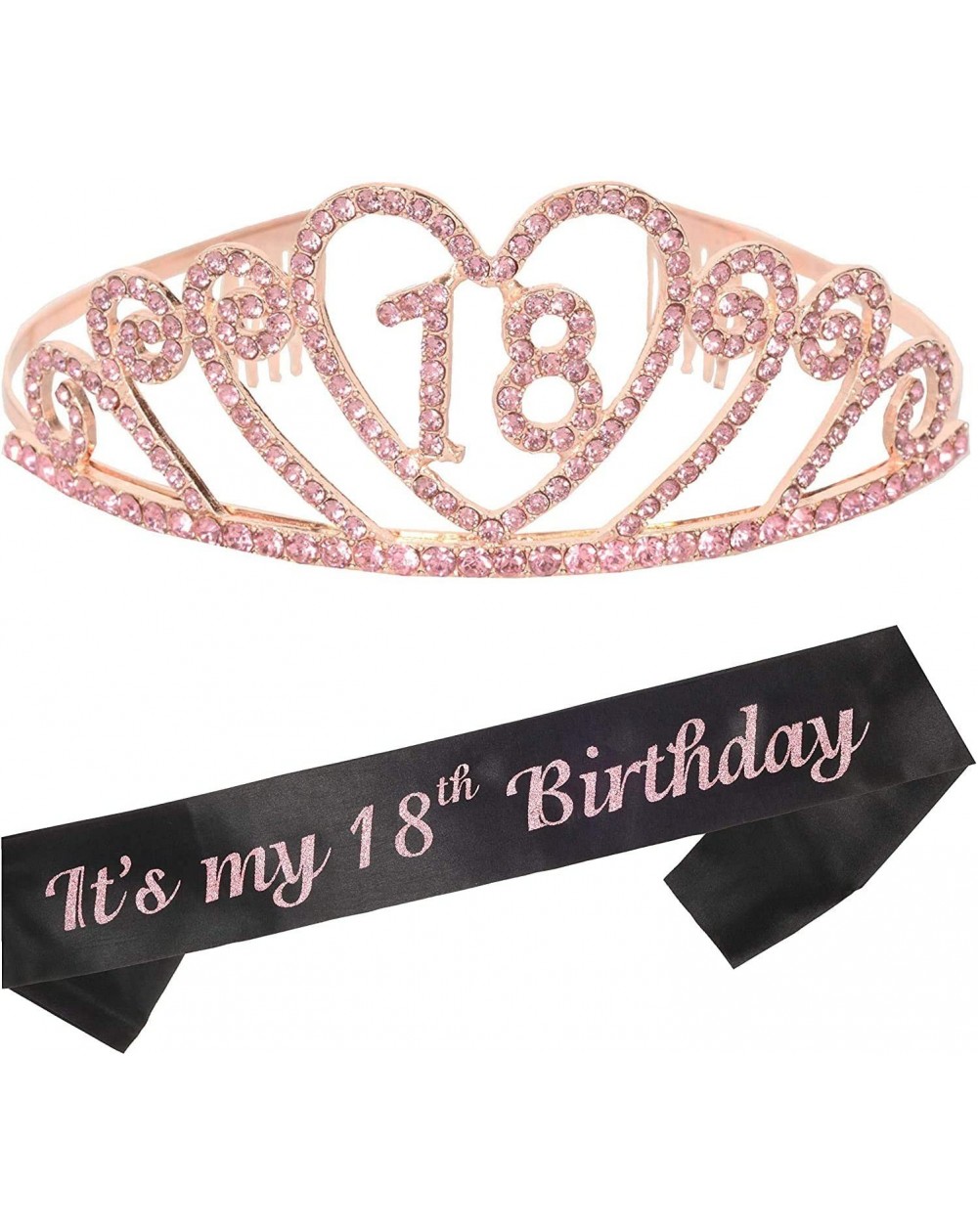 Party Packs 18th Birthday Gifts for Girl- 18th Birthday Tiara and Sash- 18th Birthday Party Supplies Happy 18th Birthday Part...